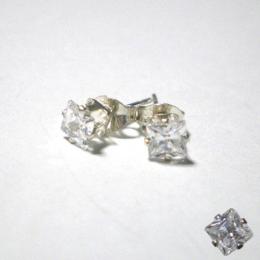 スタッドピアス 【SILVER】 【ジルコニア】 【SQUARE】 【4mm】